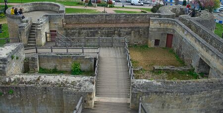CAEN, FRANCE - April 7th 2019 - Remains of defensive walls and towers at fortressのeditorial素材