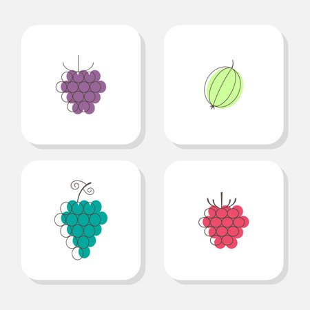 Berries icon set. Vector illustration in flat design style.のイラスト素材
