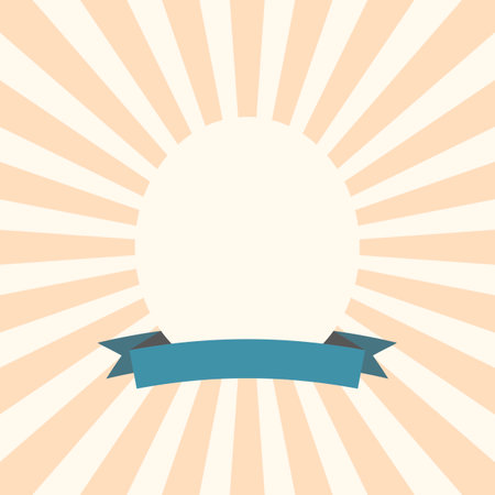 Retro sunburst with ribbon. Vector illustration in retro style.のイラスト素材