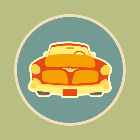 vintage car icon. retro car icon. retro car stickerのイラスト素材