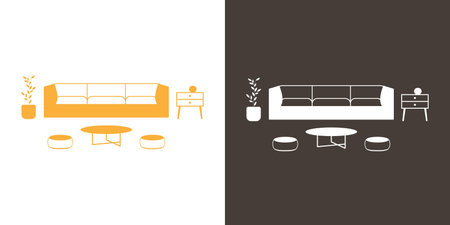 Sofa and coffee table icon. Furniture for living room. vector illustrationのイラスト素材
