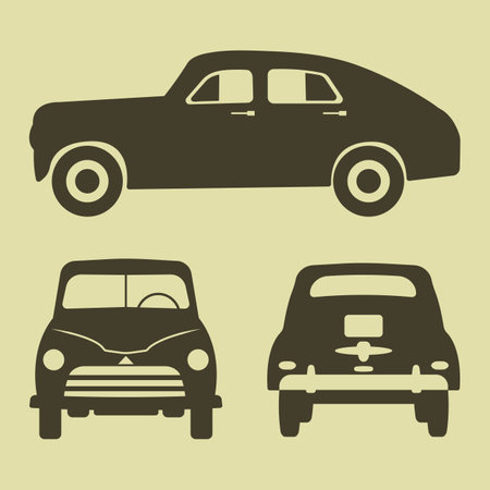 black car silhouettes. Car icons set. Flat vector illustration.のイラスト素材