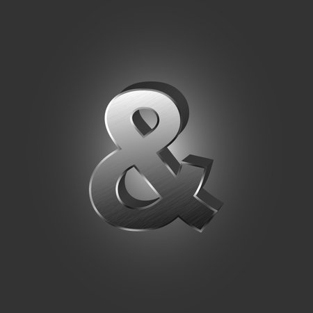Symbol ampersand with metal effect on a dark background. vector illustration.のイラスト素材