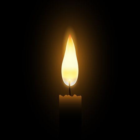 Burning candle on a black background. vector illustration.のイラスト素材