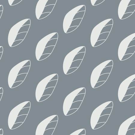 Seamless pattern with leaves. Vector illustration in gray colors.