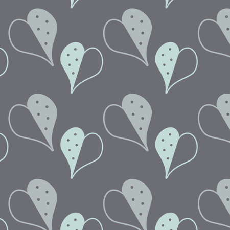 Seamless pattern with couple hearts on gray background. Background for banner, print for wallpaper, wrapping paper, textile industryのイラスト素材