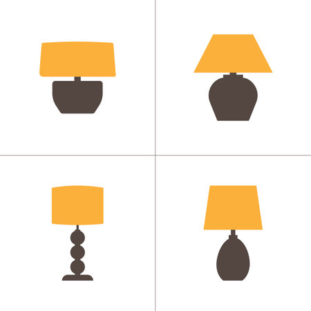 Table lamp icons set. Flat design. Vector bicolor iconsのイラスト素材