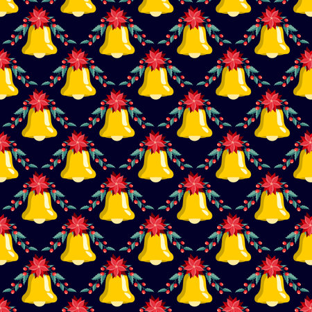 Christmas bells seamless pattern. Vector illustration. Merry Christmas and Happy New Year.のイラスト素材