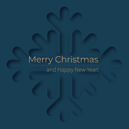 Merry Christmas and Happy New Year greeting card with snowflake. Vector illustration.のイラスト素材