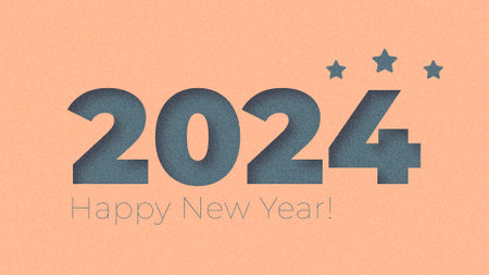 Happy new year 2024 text design on paper background. Happy new year concept.