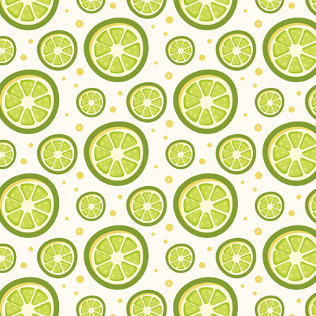 Citrus seamless pattern with lime slices. Vector illustration for your designのイラスト素材