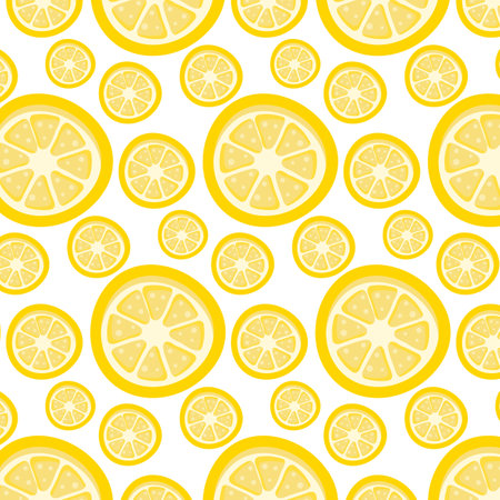 Seamless pattern with lemon slices in flat style. Vector illustration. Background.のイラスト素材