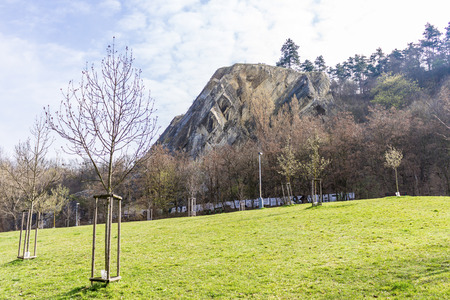 Stone rock and park. "Kavchi mountains." Stone rock and park. "Kavchi mountains". The area of the old town in Prague, Czech Republic.の写真素材