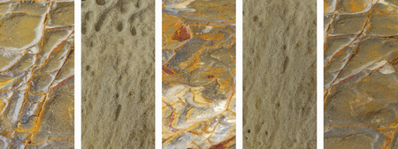 Panoramic set of natural rock textures banner background