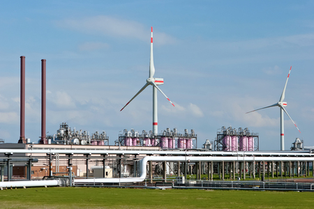 Gas storage facility and wind energyの写真素材
