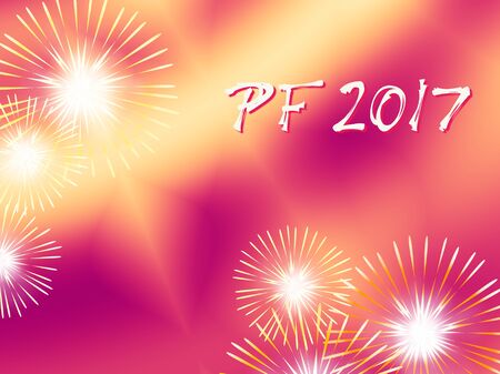 Red and yellow color PF 2017 Wishing good luck card for New Year based on a blended background with...