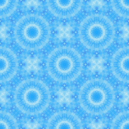 Seamless fractal based tile with a fine flower or mandala design in shades of icy blue. For print on...