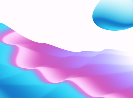 Blue purple pink abstract fractal background. Colorful waves and a bubble on white backdrop. Bright modern digital art. Creative graphic template. Business style. For projects, layouts, covers etc.の写真素材