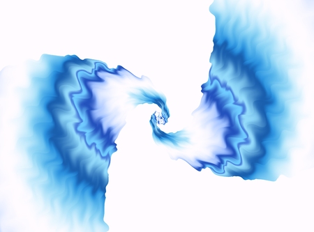 Blue abstract fractal background. Colorful wavy pattern on white backdrop. Center focus. Bright modern digital art. Creative graphic template. Professional style. For projects, layouts, skins, designsの写真素材