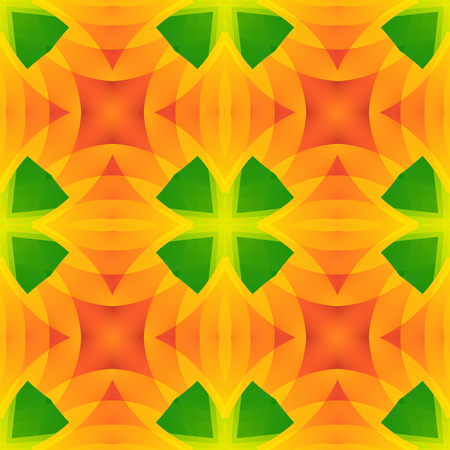 Vivid green orange abstract texture. Seamless tile. Home decor fabric design sample. Detailed background illustration. Tileable motif for pillows, cushions, tablecloths, drapes. Textile print pattern.の写真素材