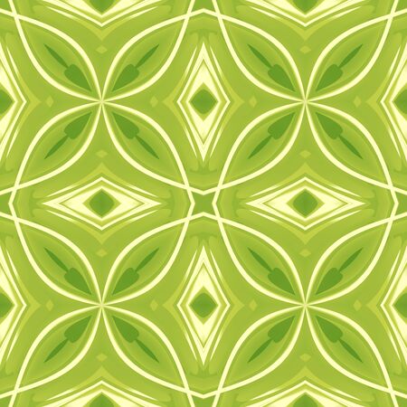 Green abstract texture. Background illustration with strong lines. Textile print pattern. Cute seamless tile. Home decor fabric design sample. Tileable motif for pillows, cushions, tablecloths, drapesの写真素材