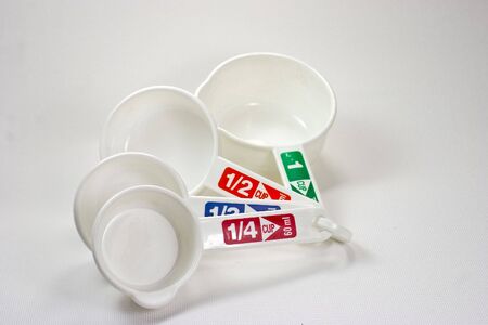 White measureing cup set isolated on whiteの写真素材