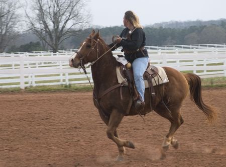 Woman looking for the next target on the courseの写真素材