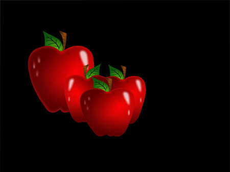 Red ripe apples on black background.の写真素材