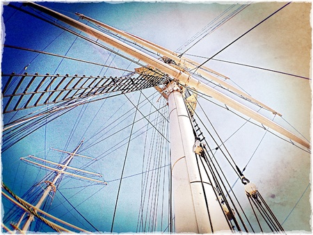 Rigging on old commercial sailing shipの素材