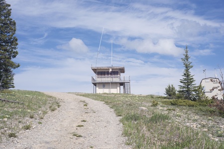 Abandoned US Forest Sevice  Ranger Station Fire Tower at the top of Hogback mountain iin Helena...