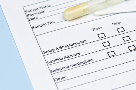 Diagnostic culture swab and holder with streptococcus group A check box.