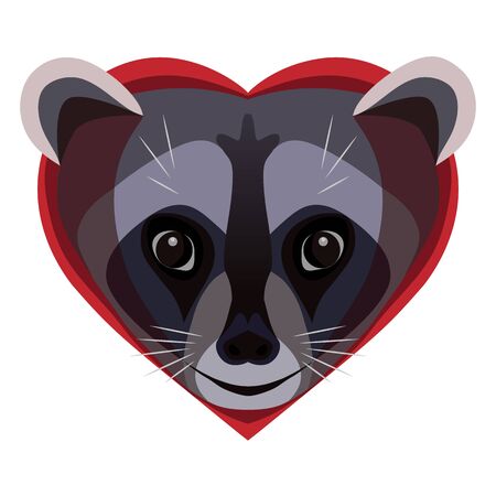 Face of a raccoon in the form of a heart vector illustrationのイラスト素材