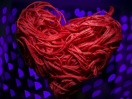 A card with a heart as a recognition of their tender love for a person on a bright holiday, on St....
