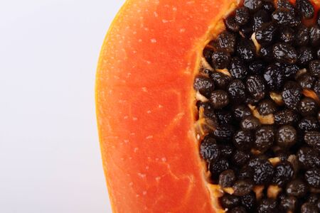 chop of papaya on white backgroundの写真素材