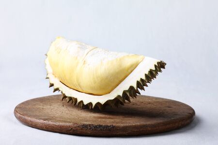 piece of durian,southeast asia summer fruit, reveal its pulpの写真素材