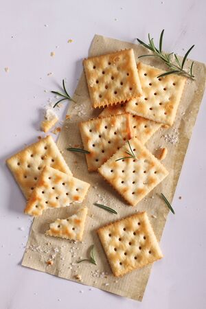 tasty biscuits with salt and rosemary