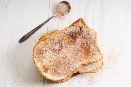 wholewheat bread toast with cinnamon sugarの写真素材