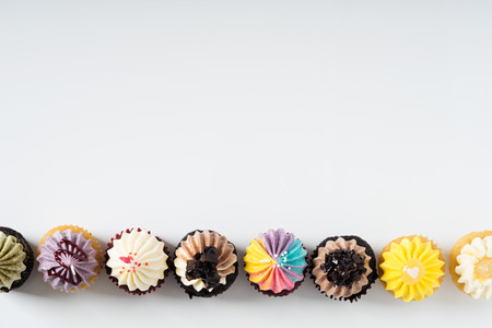 colorful cupcakes, top viewの写真素材