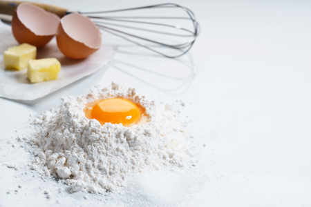 flour with egg, cooking conceptの写真素材