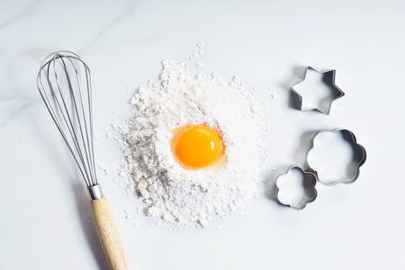 flour with egg, cooking concept 