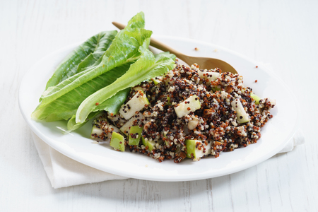 quinoa salad with green apple and nut, healthy food conceptの写真素材