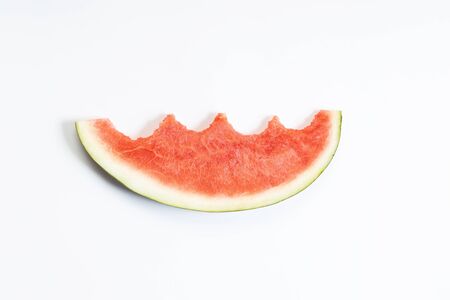 Fresh watermelon slices on white background, top view