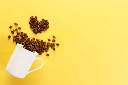Coffee bean with white cupの写真素材