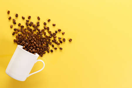 Coffee bean with white cupの写真素材