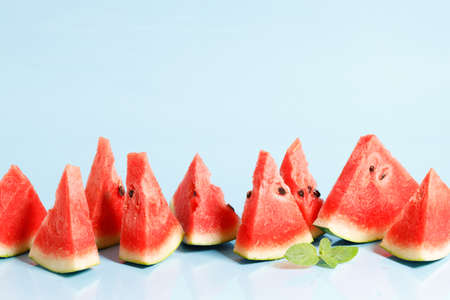 Red watermelon piecesの写真素材