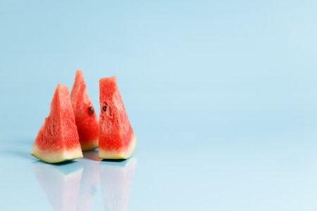 Red watermelon piecesの写真素材