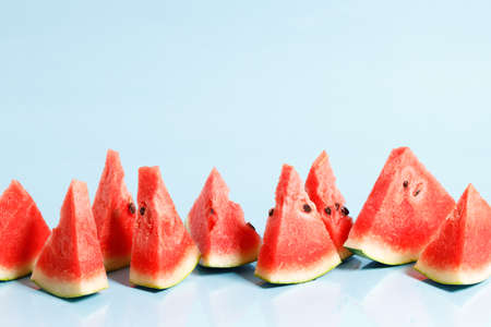 Red watermelon piecesの写真素材
