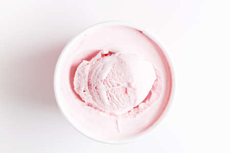 Detail of strawberry ice cream scoop, closeupの写真素材