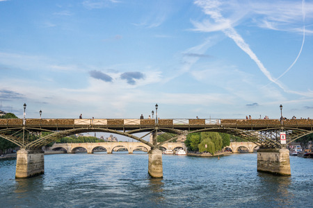 Many bridges over the Seine River in Parisの写真素材