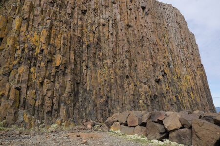 Basalt columnar rock formation,  Stykkisholmurの写真素材